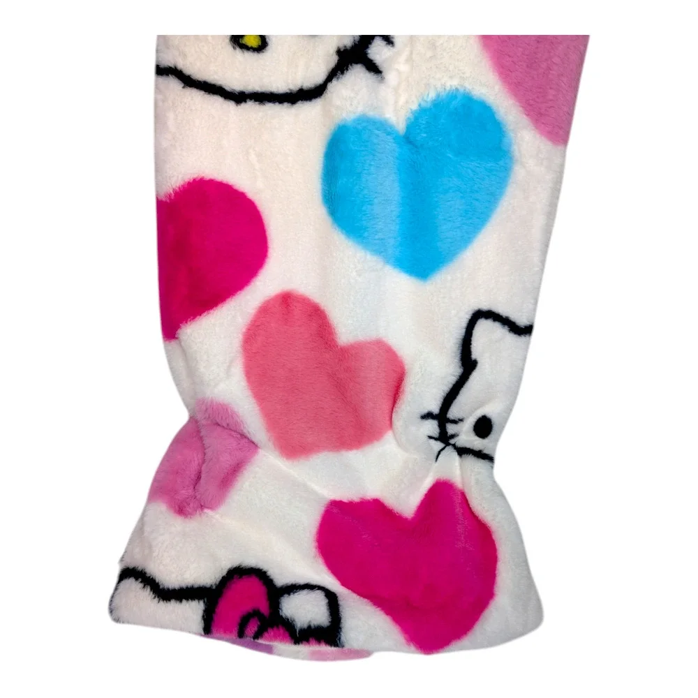 Hello Kitty Candy Hearts Colorful Faux‎ Fur Rabbit Throw Blanket 50in x 70in New
